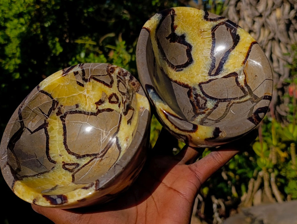 Polished Septerye Bowls x 2 From Mahajanga, Madagascar - Toprock Gemstones and Minerals 