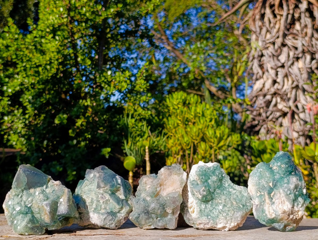 Natural Green Cubic Fluorite Specimens x 6 From Mandrosonoro, Madagascar - Toprock Gemstones and Minerals 