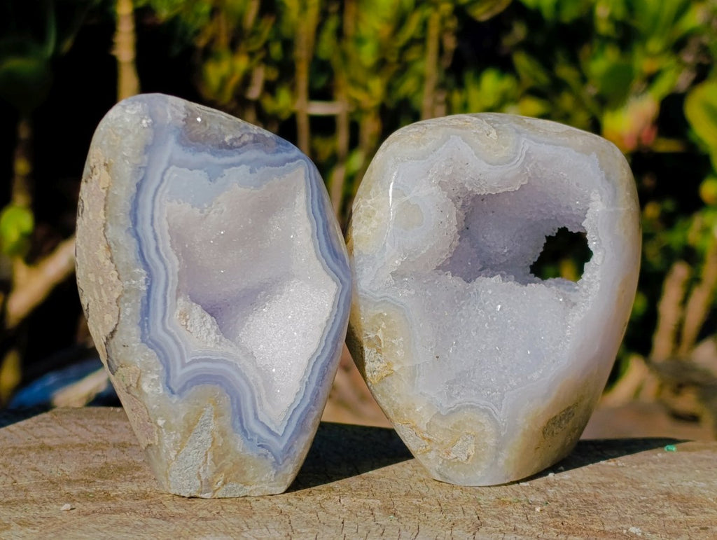 Polished Blue Lace Agate Standing Display Pieces x 6 From Nsanje, Malawi - Toprock Gemstones and Minerals 