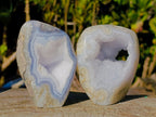 Polished Blue Lace Agate Standing Display Pieces x 6 From Nsanje, Malawi - Toprock Gemstones and Minerals 