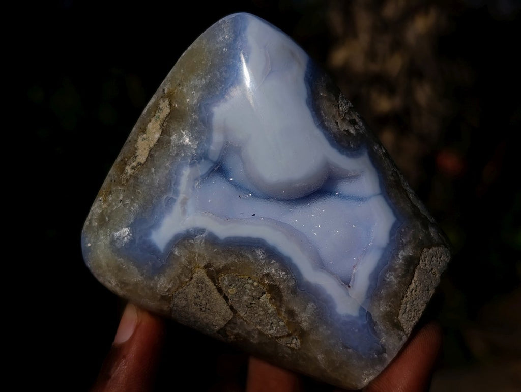 Polished Blue Lace Agate Standing Display Pieces x 6 From Nsanje, Malawi - Toprock Gemstones and Minerals 