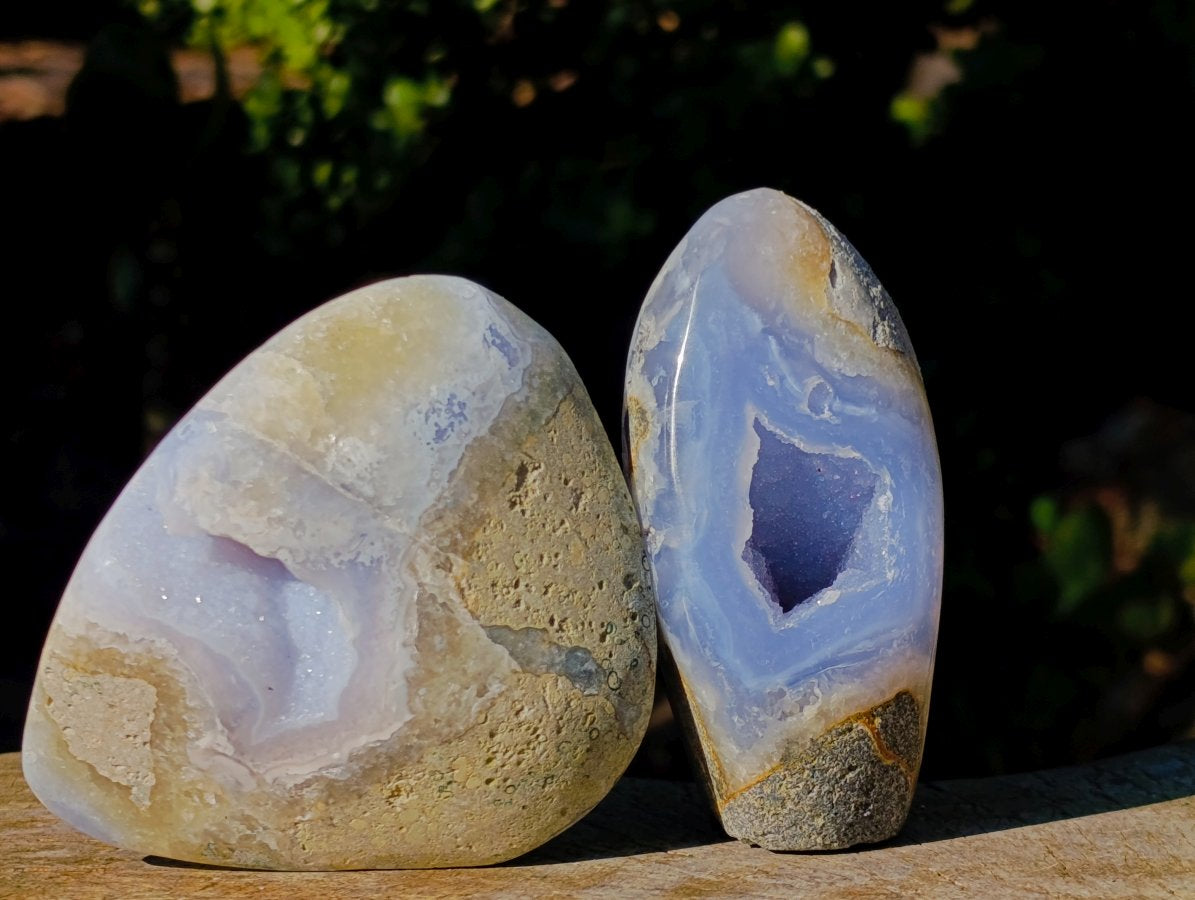 Polished Blue Lace Agate Standing Display Pieces x 6 From Nsanje, Malawi - Toprock Gemstones and Minerals 