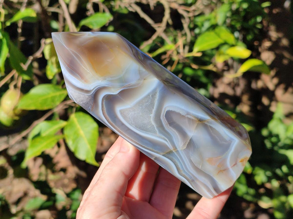 Polished Banded Agate Display Crystals x 2 From Madagascar - Toprock Gemstones and Minerals 