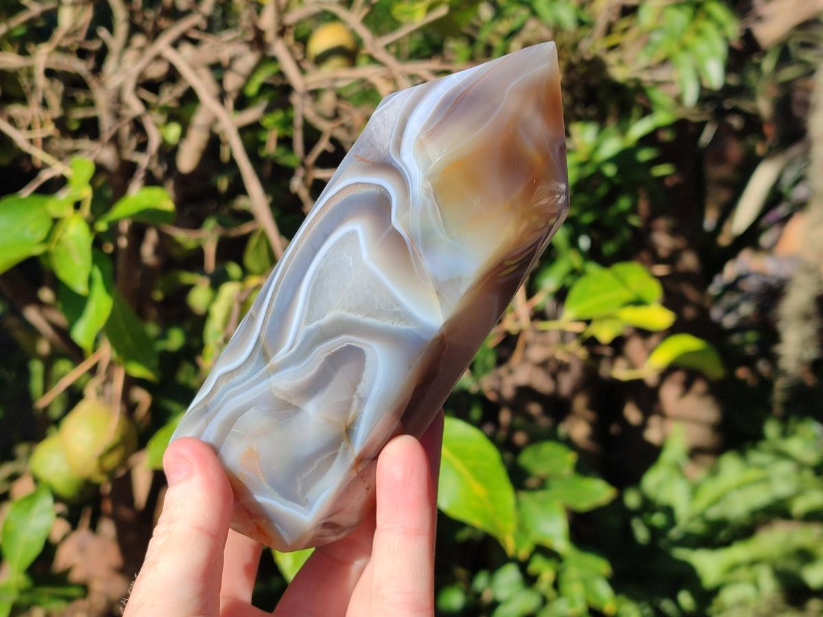 Polished Banded Agate Display Crystals x 2 From Madagascar - Toprock Gemstones and Minerals 