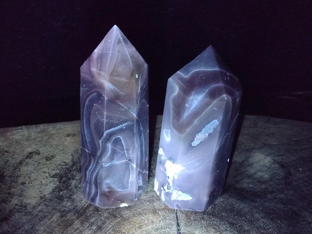 Polished Banded Agate Display Crystals x 2 From Madagascar - Toprock Gemstones and Minerals 