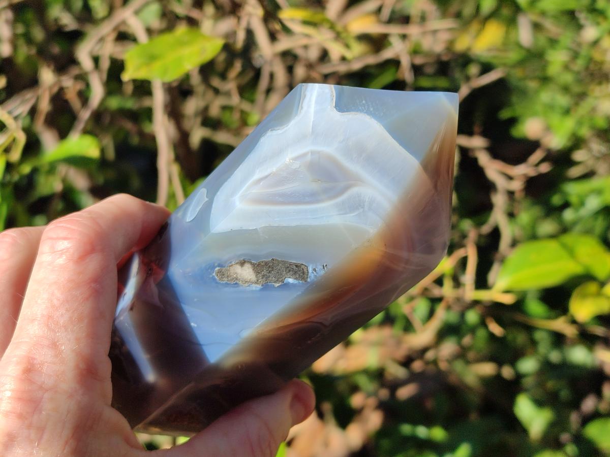 Polished Banded Agate Display Crystals x 2 From Madagascar - Toprock Gemstones and Minerals 