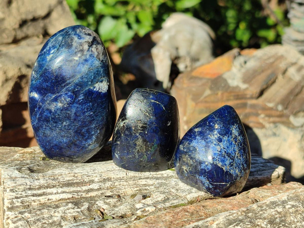 Polished Rare Dumortierite Standing Display Pieces x 12 From Madagascar - Toprock Gemstones and Minerals 