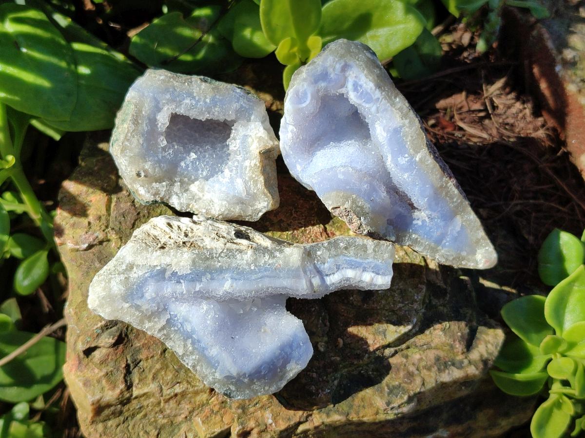 Natural Blue Lace Agate Specimens x 24 From Nsanje, Malawi - Toprock Gemstones and Minerals 