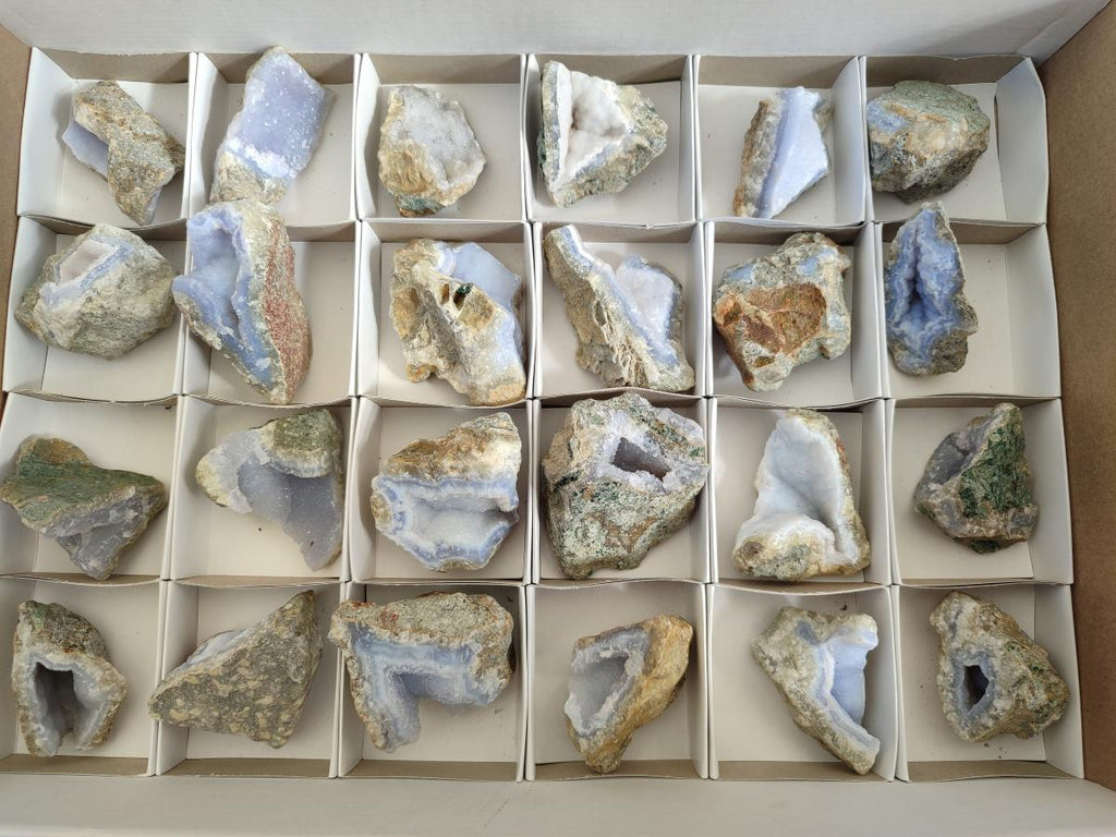 Natural Blue Lace Agate Specimens x 24 From Nsanje, Malawi - Toprock Gemstones and Minerals 