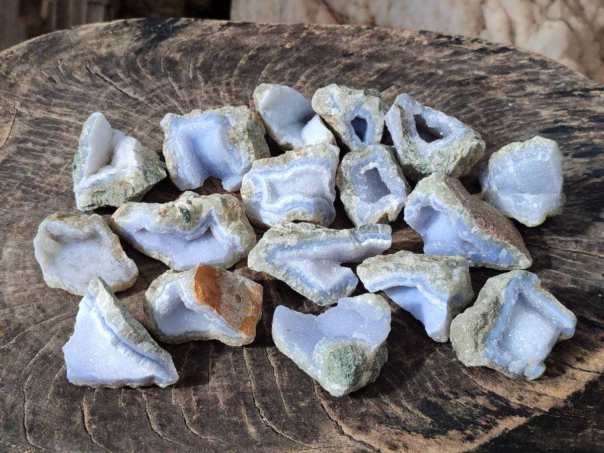 Natural Blue Lace Agate Specimens x 24 From Nsanje, Malawi - Toprock Gemstones and Minerals 
