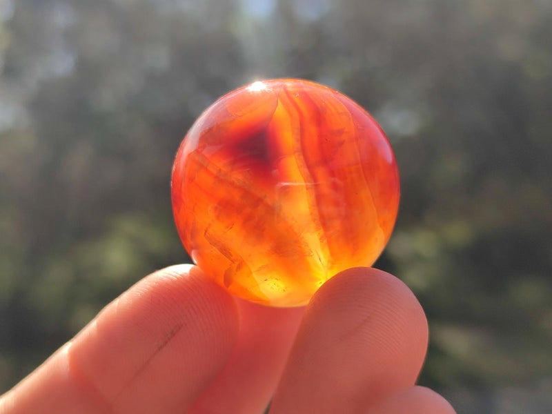 Polished Mini Carnelian Agate Gemstone Spheres x 35 From Madagascar - Toprock Gemstones and Minerals 