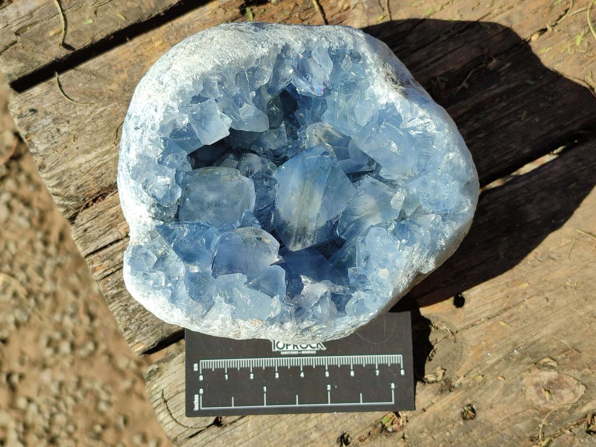 Natural Blue Celestite Geode Specimens x 2 From Sakoany, Madagascar - Toprock Gemstones and Minerals 