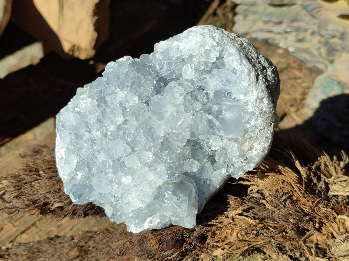 Natural Blue Celestite Geode Specimens x 2 From Sakoany, Madagascar - Toprock Gemstones and Minerals 