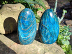 Polished Blue Apatite Standing Display Pieces x 3 From Betroka, Madagascar - Toprock Gemstones and Minerals 