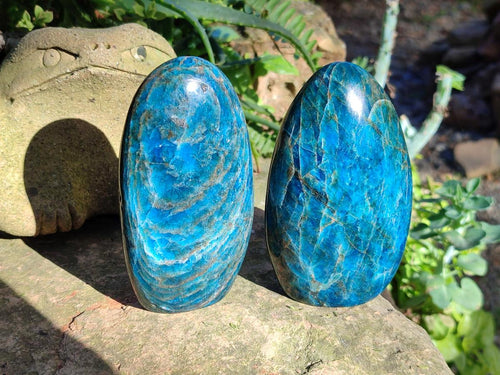 Polished Blue Apatite Standing Display Pieces x 3 From Betroka, Madagascar - Toprock Gemstones and Minerals 