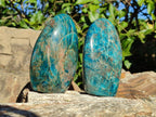 Polished Blue Apatite Standing Display Pieces x 3 From Betroka, Madagascar - Toprock Gemstones and Minerals 