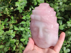 Hand Made Buddha Head Rose Quartz Carvings x 2 From Madagascar - Toprock Gemstones and Minerals 