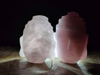 Hand Made Buddha Head Rose Quartz Carvings x 2 From Madagascar - Toprock Gemstones and Minerals 