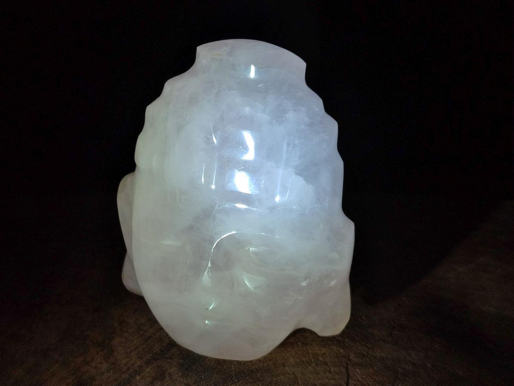 Hand Made Buddha Head Rose Quartz Carvings x 2 From Madagascar - Toprock Gemstones and Minerals 
