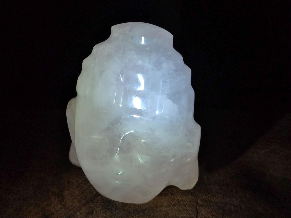 Hand Made Buddha Head Rose Quartz Carvings x 2 From Madagascar - Toprock Gemstones and Minerals 