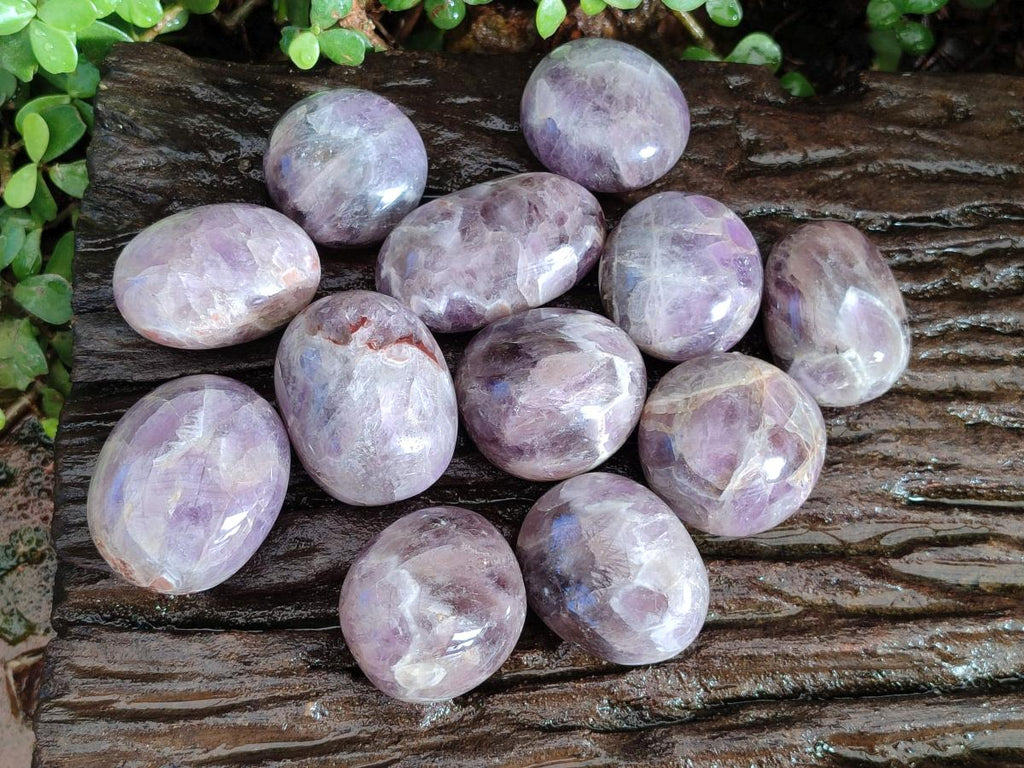Polished Chevron Amethyst Galets x 12 From Madagascar - Toprock Gemstones and Minerals 