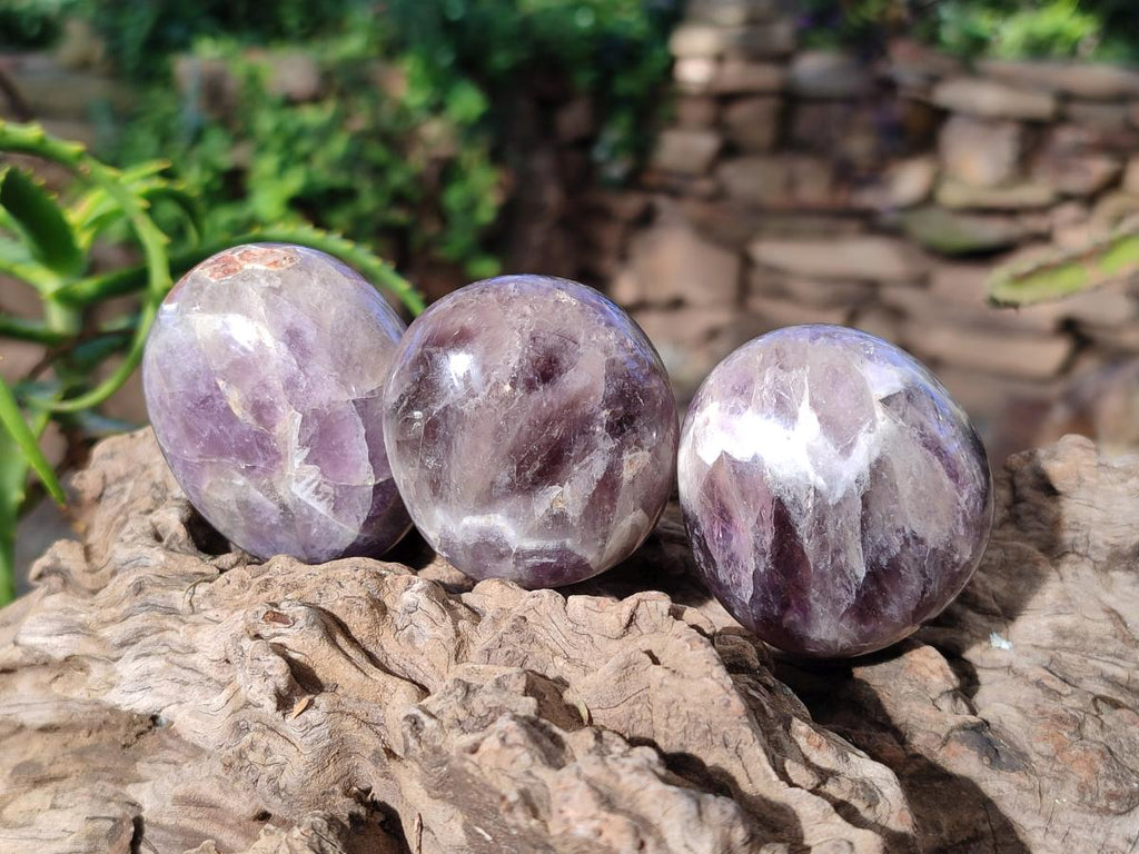 Polished Chevron Amethyst Galets x 12 From Madagascar - Toprock Gemstones and Minerals 