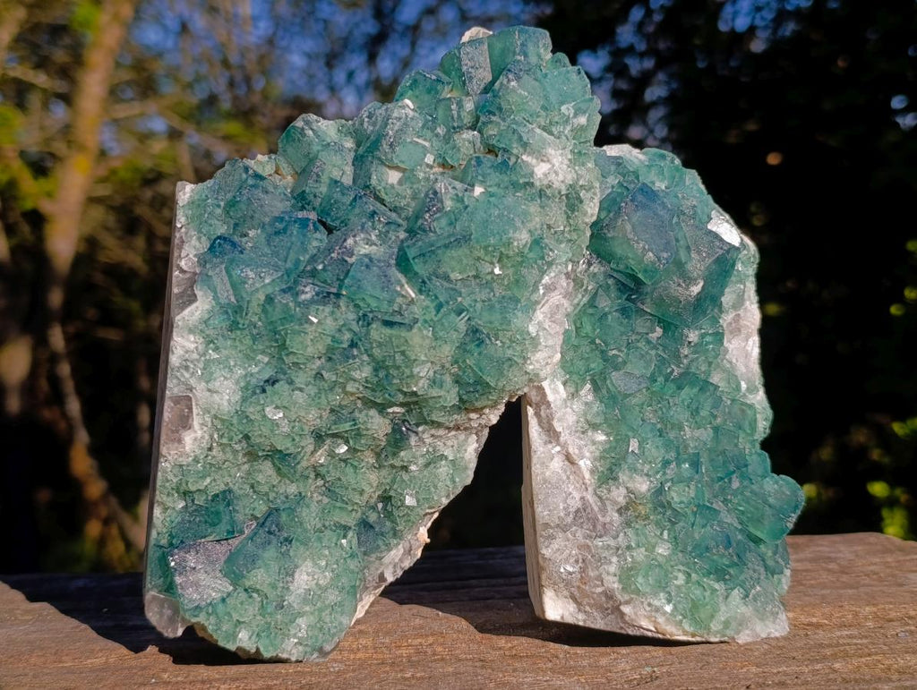 Natural Large Green Cubic Fluorite Specimens x 2 From Mandrosonoro, Madagascar - Toprock Gemstones and Minerals 