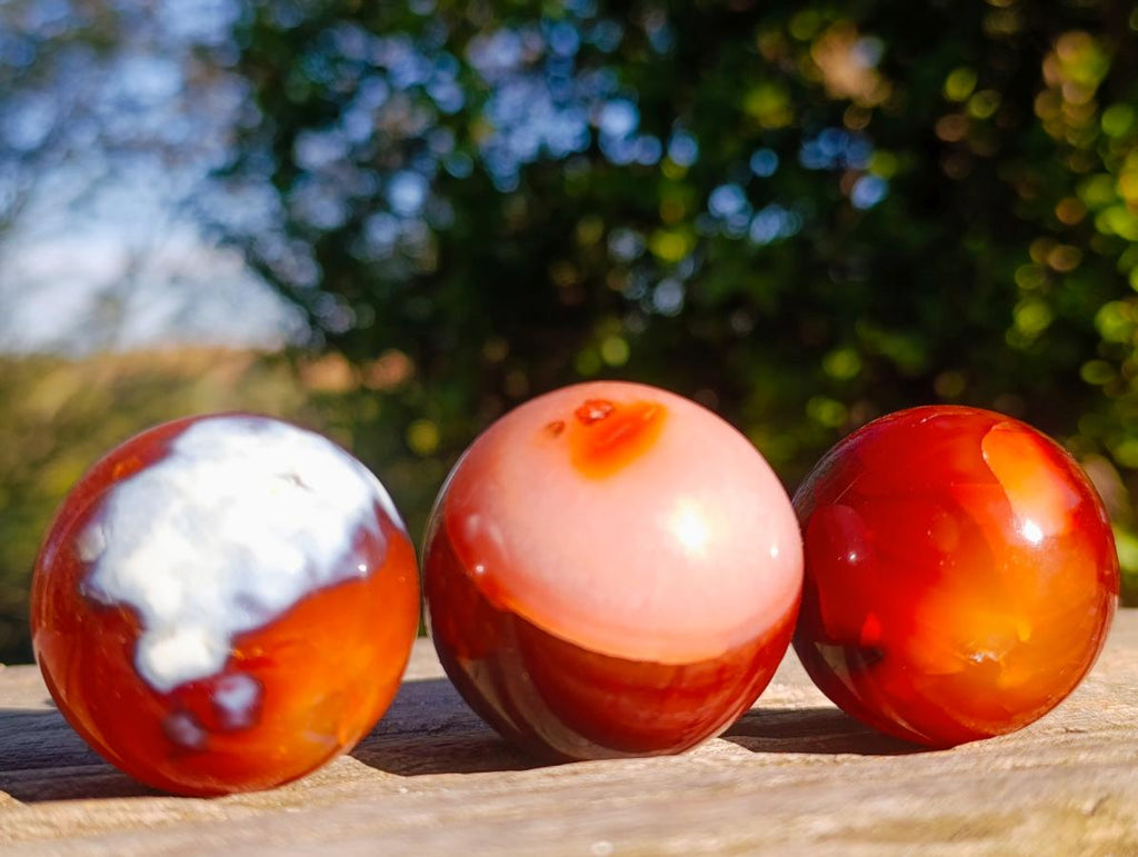 Polished Small Carnelian Agate Gemstone Spheres x 20 From Madagascar - Toprock Gemstones and Minerals 