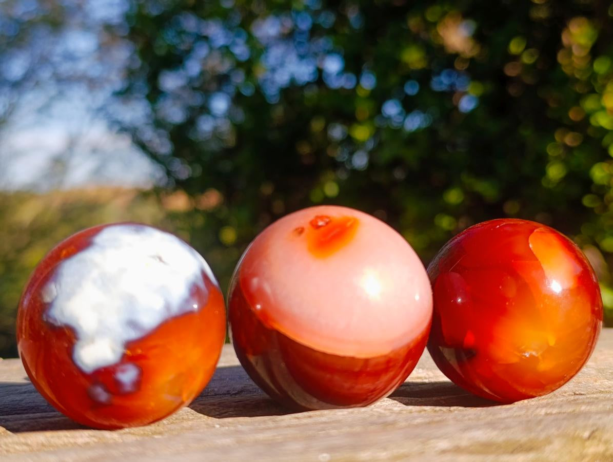 Polished Small Carnelian Agate Gemstone Spheres x 20 From Madagascar - Toprock Gemstones and Minerals 