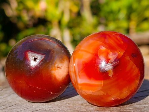 Polished Small Carnelian Agate Gemstone Spheres x 20 From Madagascar - Toprock Gemstones and Minerals 