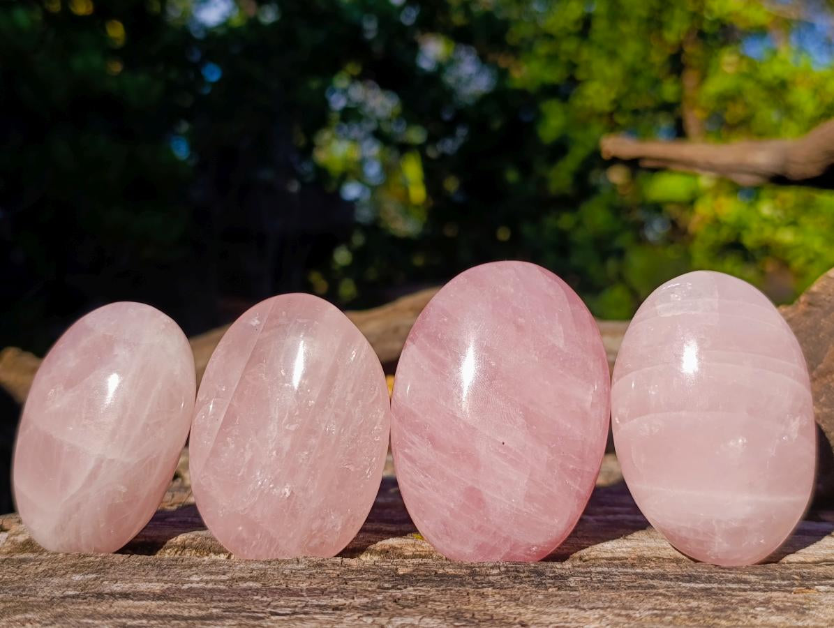 Polished Gemmy Rose Quartz Palm Stones x 24 From Madagascar - Toprock Gemstones and Minerals 