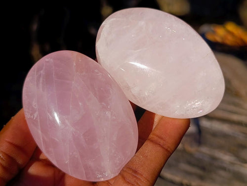 Polished Gemmy Rose Quartz Palm Stones x 24 From Madagascar - Toprock Gemstones and Minerals 
