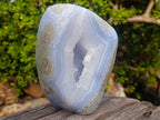 Polished XL Blue Lace Agate Geode Standing Display Piece x 1 From Nsanje, Malawi - Toprock Gemstones and Minerals 
