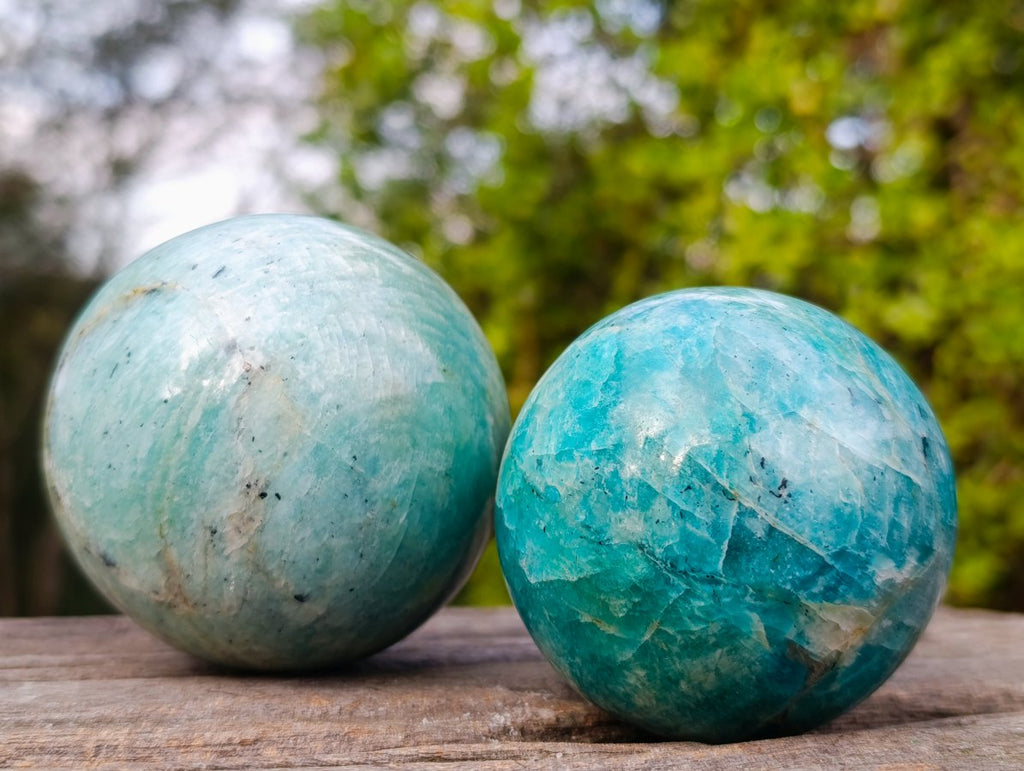 Polished Amazonite Spheres x 4 From Madagascar - Toprock Gemstones and Minerals 