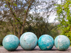 Polished Amazonite Spheres x 4 From Madagascar - Toprock Gemstones and Minerals 