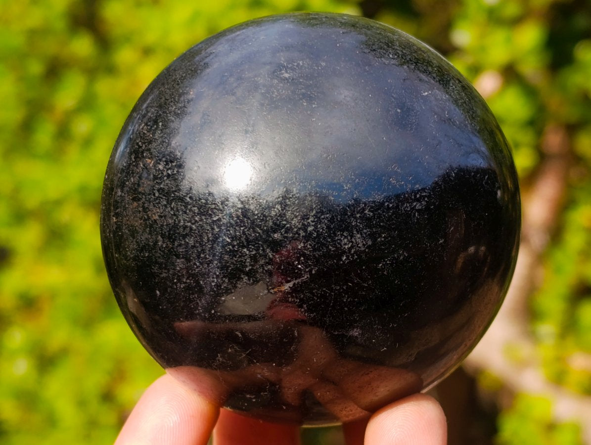 Polished Black Tourmaline Spheres x 2 From Madagascar - Toprock Gemstones and Minerals 