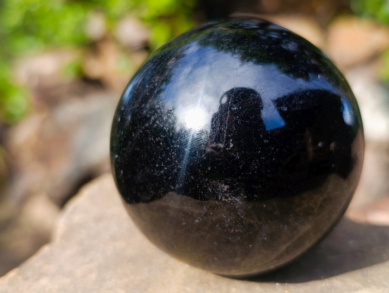 Polished Black Tourmaline Spheres x 2 From Madagascar - Toprock Gemstones and Minerals 