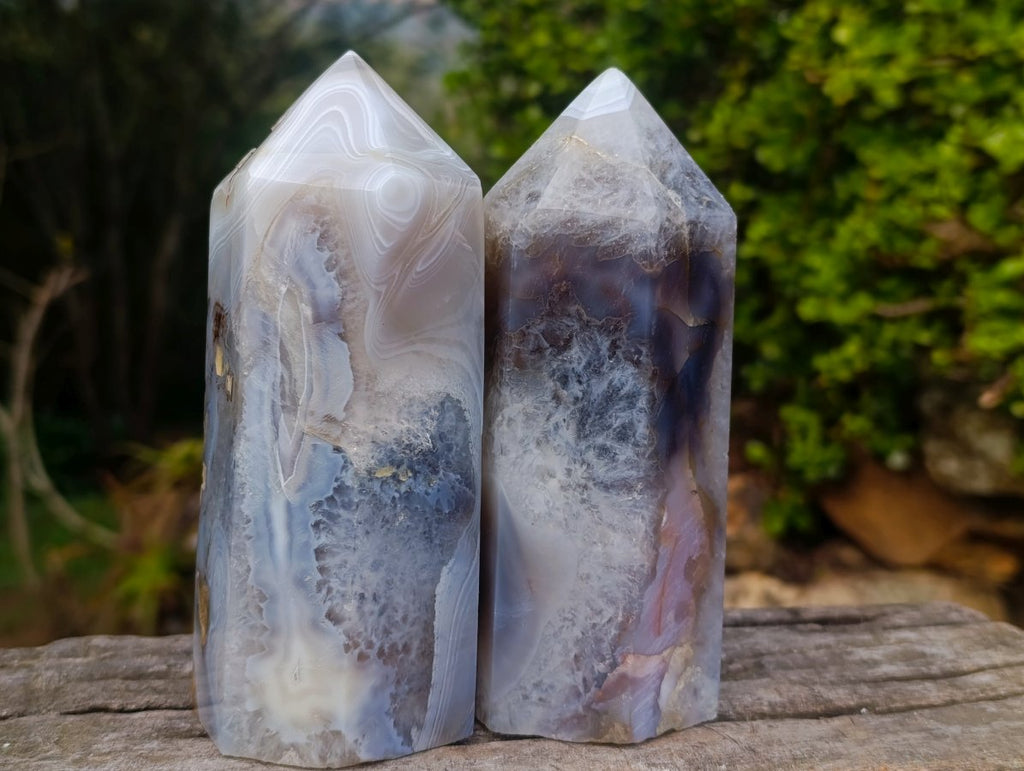 Polished Banded Agate Display Crystals x 3 From Madagascar - Toprock Gemstones and Minerals 