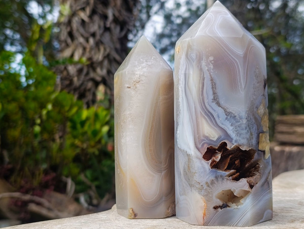Polished Banded Agate Display Crystals x 3 From Madagascar - Toprock Gemstones and Minerals 
