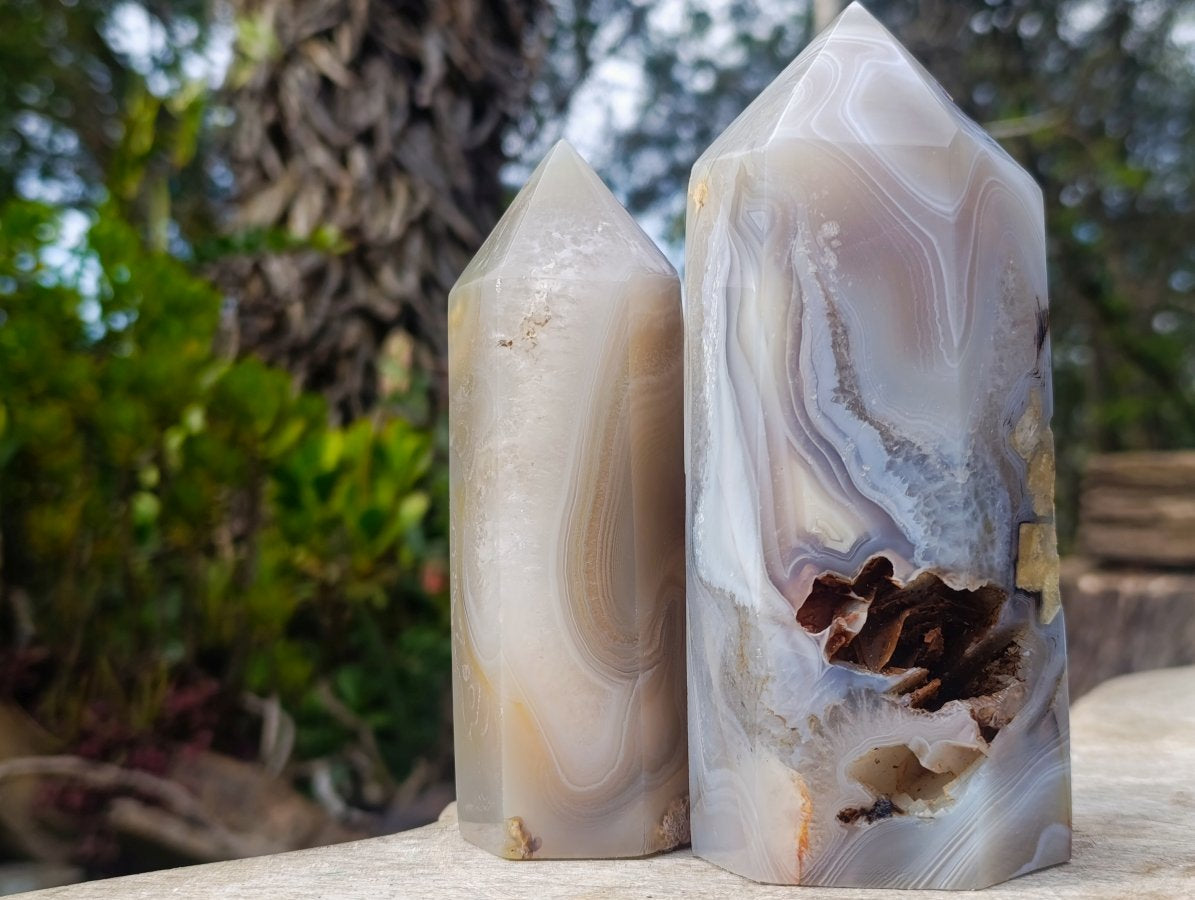 Polished Banded Agate Display Crystals x 3 From Madagascar - Toprock Gemstones and Minerals 