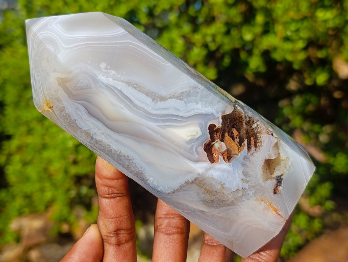 Polished Banded Agate Display Crystals x 3 From Madagascar - Toprock Gemstones and Minerals 