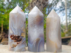 Polished Banded Agate Display Crystals x 3 From Madagascar - Toprock Gemstones and Minerals 