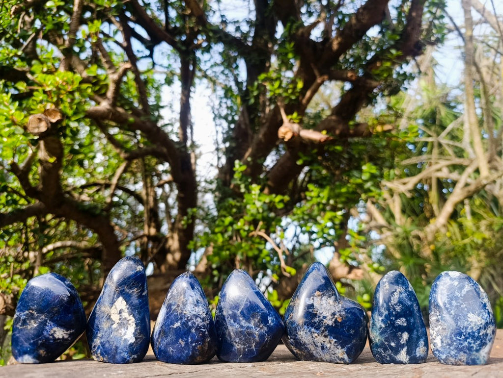 Polished Dumortierite Standing Display Pieces x 7 From Madagascar - Toprock Gemstones and Minerals 