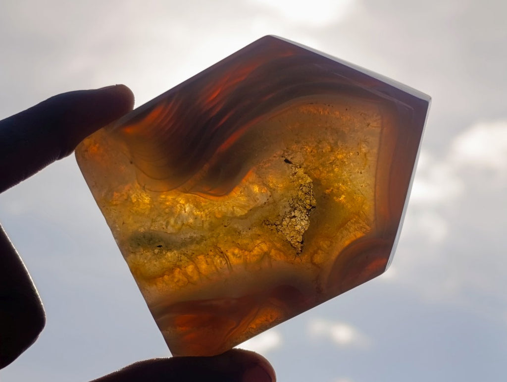 Polished Banded Agate Crystal Shaped Slices x 12 From Madagascar - Toprock Gemstones and Minerals 