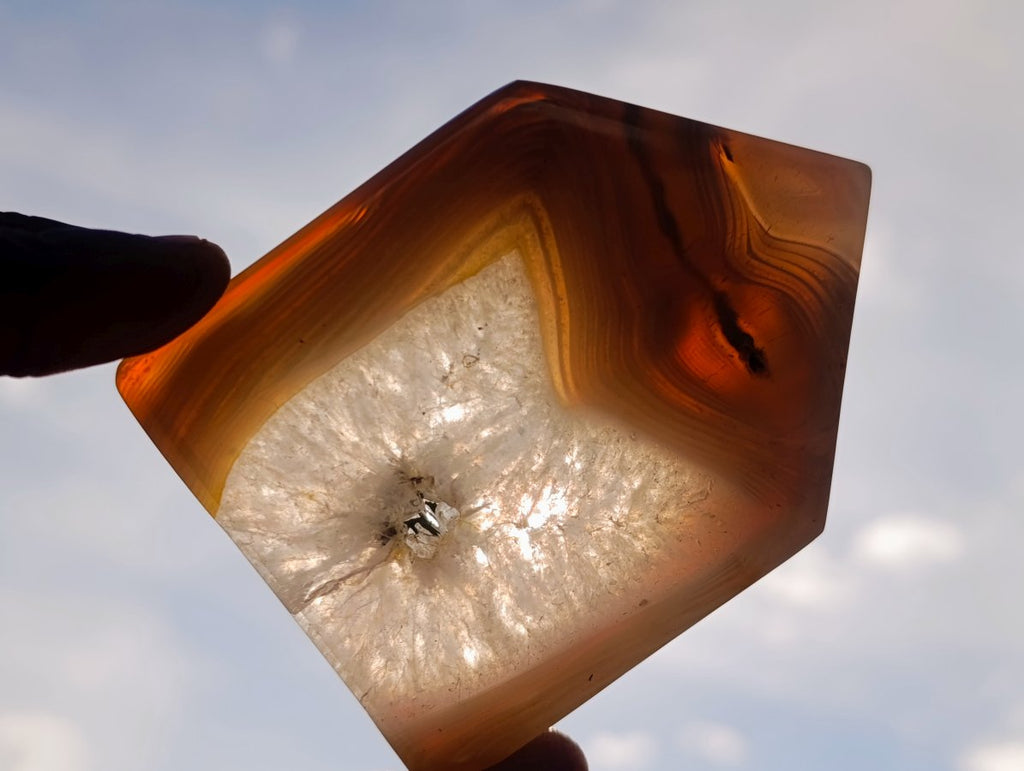 Polished Banded Agate Crystal Shaped Slices x 12 From Madagascar - Toprock Gemstones and Minerals 