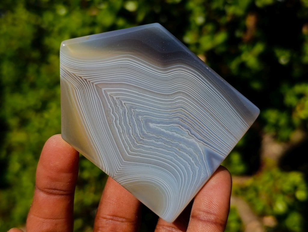 Polished Banded Agate Crystal Shaped Slices x 12 From Madagascar - Toprock Gemstones and Minerals 
