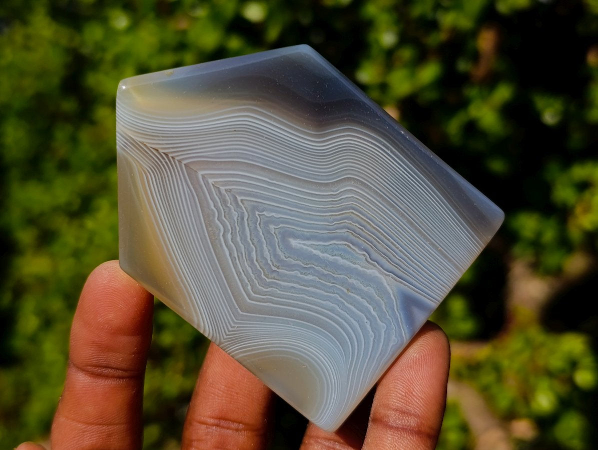 Polished Banded Agate Crystal Shaped Slices x 12 From Madagascar - Toprock Gemstones and Minerals 