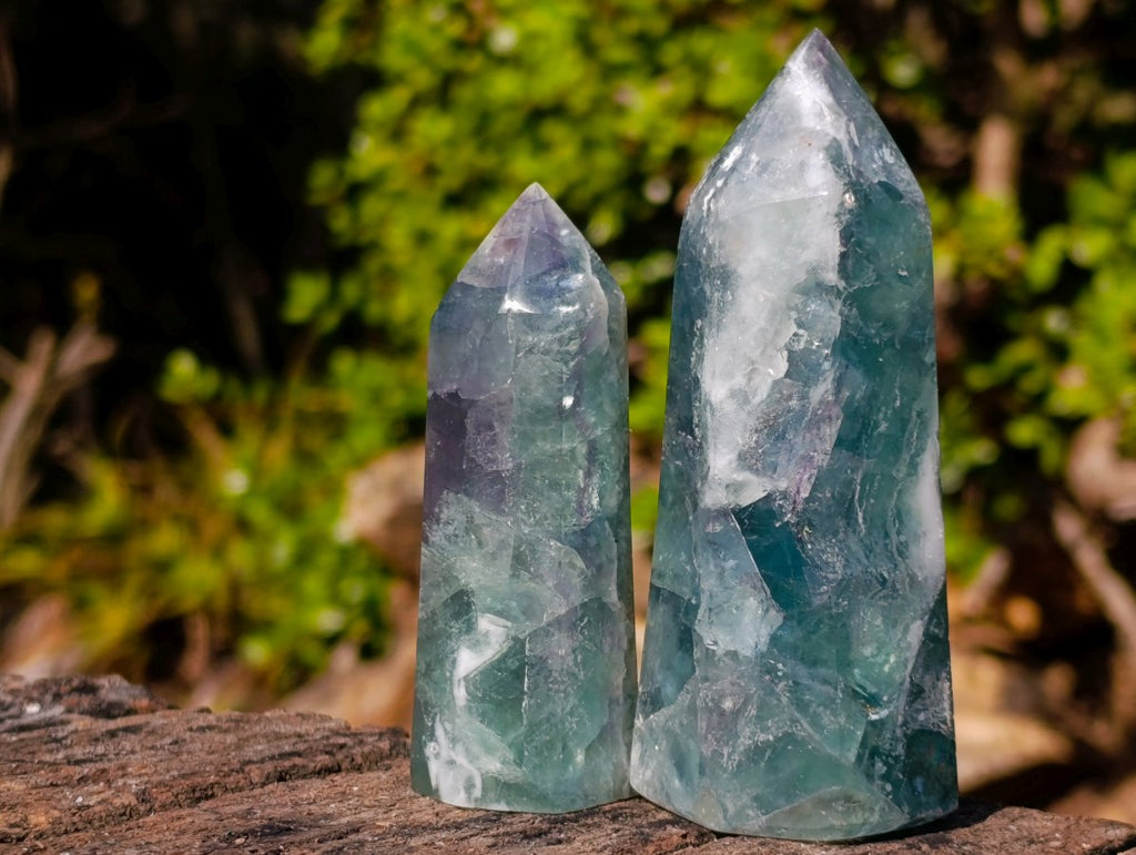 Polished Watermelon Fluorite Display Crystals x 6 From Uis, Namibia - Toprock Gemstones and Minerals 