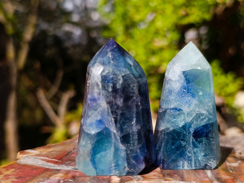 Polished Watermelon Fluorite Display Crystals x 6 From Uis, Namibia - Toprock Gemstones and Minerals 