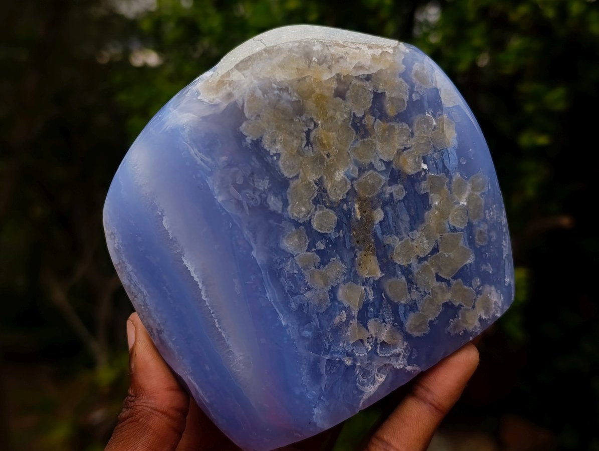 Polished Blue Lace Agate Standing Display Pieces x 2 From Nsanje, Malawi - Toprock Gemstones and Minerals 